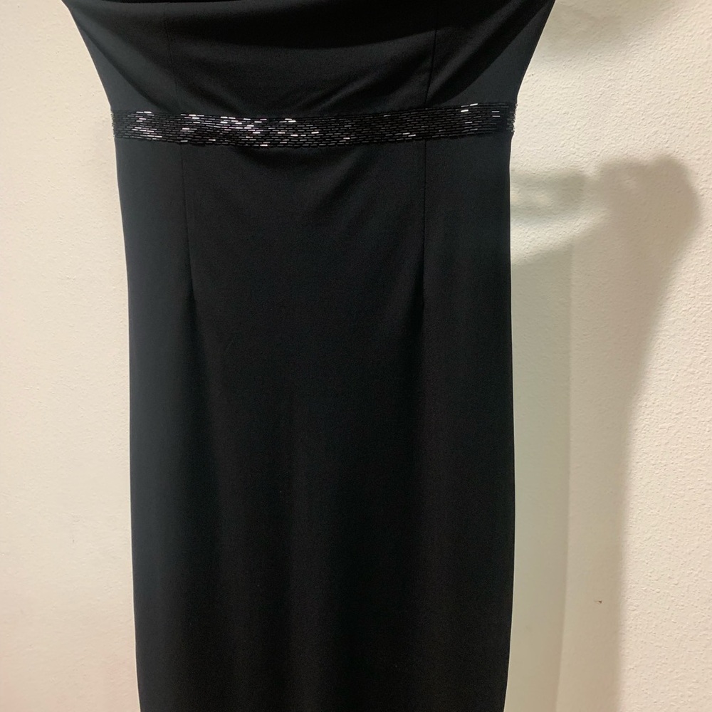 Black Sequin Embellished Strapless Cocktail Dress